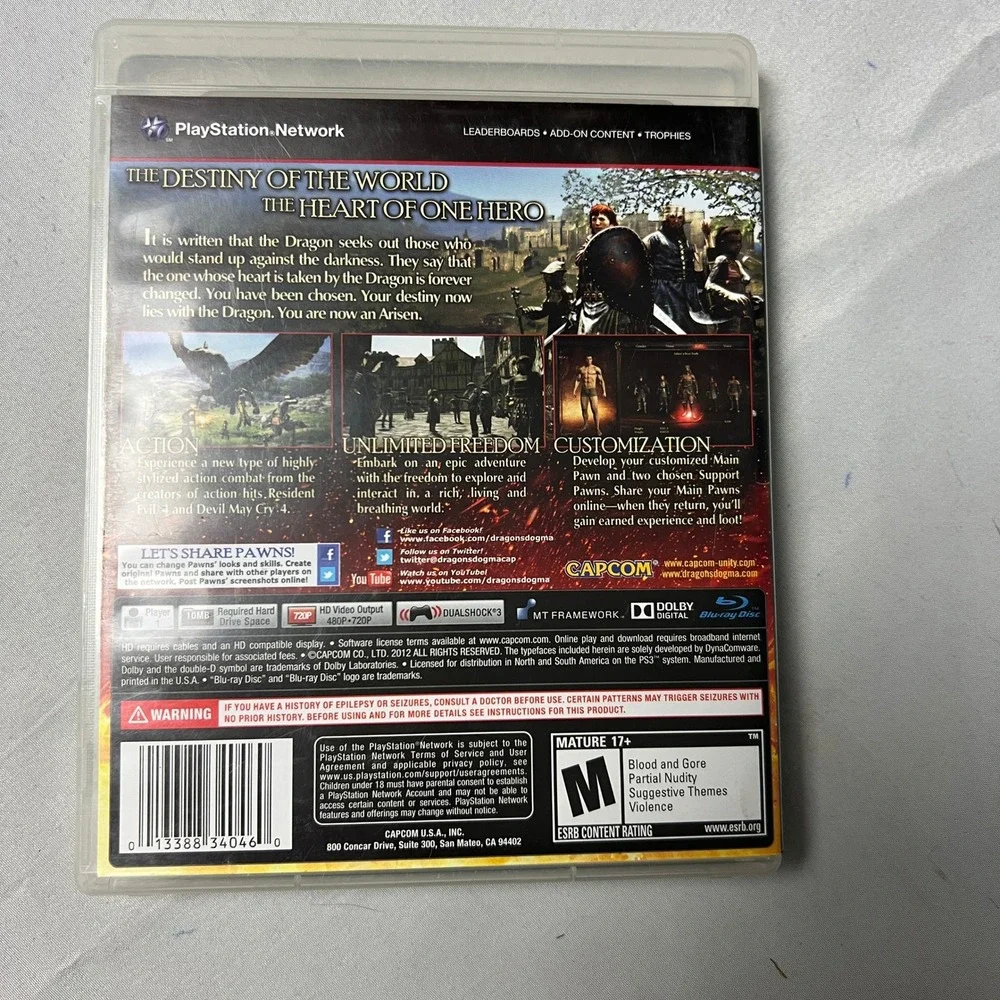 Capcom Dragon's Dogma PS3 Game Complete Action RPG Adventure‎ Playstation 3